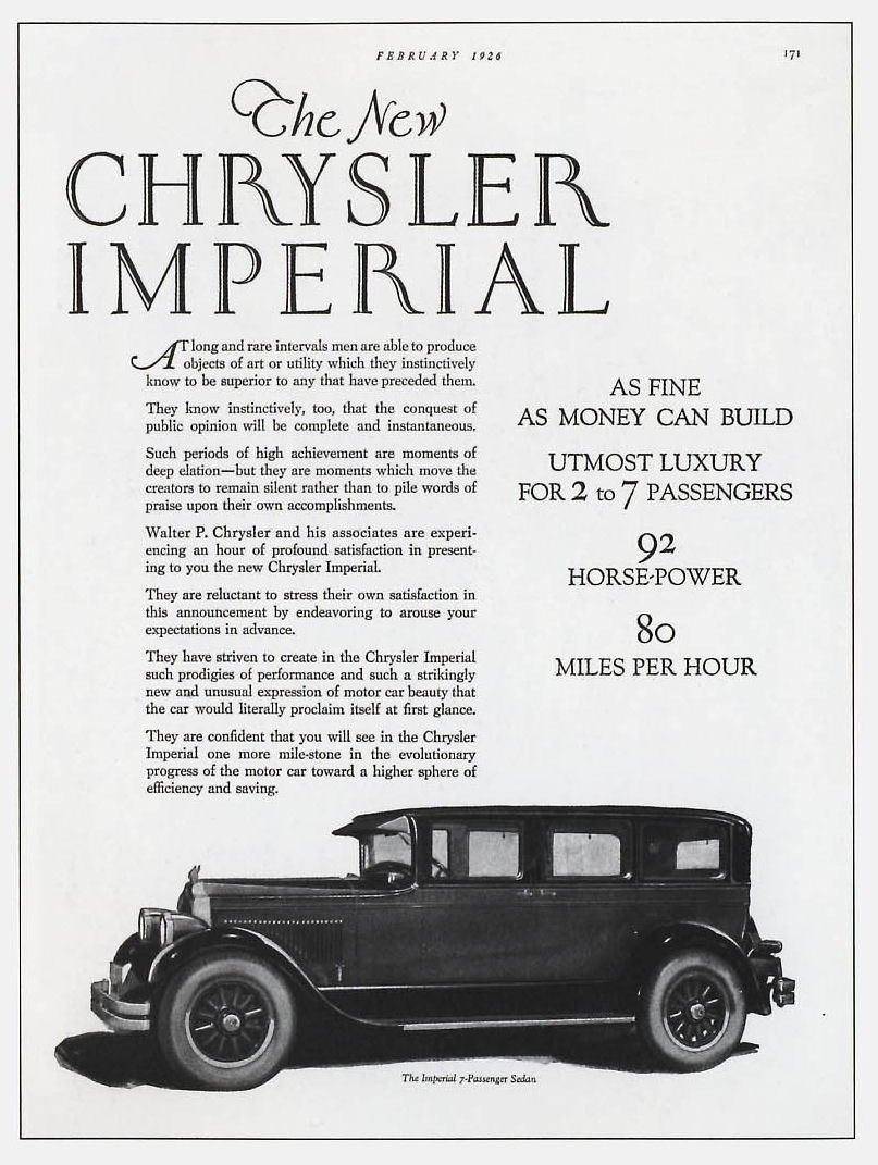 1926 Chrysler Auto Advertising
